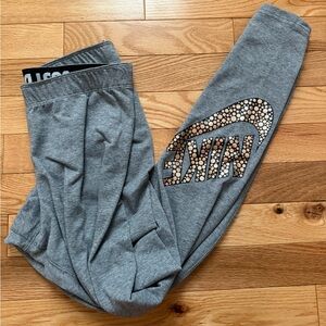 Nike Gray Leggings with Gold Logo